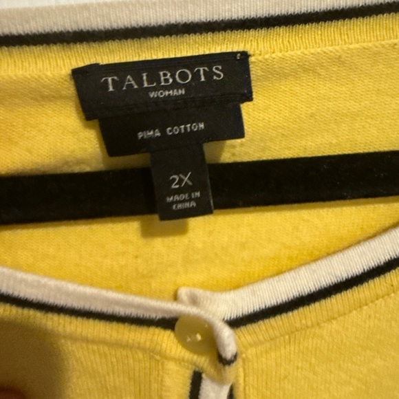 Talbots Yellow Cardigan with Contrast Trim - Picture 2 of 3